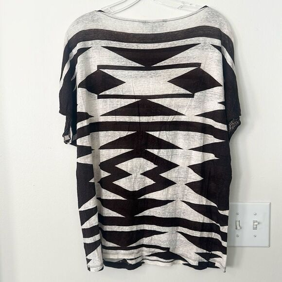 Lauren Ralph Lauren Aztec Pattern Linen Top L - Picture 3 of 5